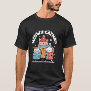 Kerst Kat Eigenaar Merry Christmas Meow Kat San T-shirt