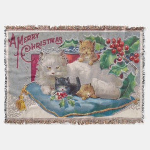 Kerst Kat Kittens Een Vrolijk Kerstmis Vintage Deken
