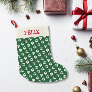 Kerst Kat Naam Groene Poot Print gepersonaliseerd Kleine Kerstsok