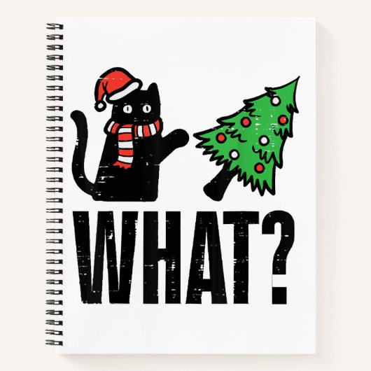 Kerst Kat Tipping Xmas Boom Grappig Notitieboek (Voorkant)