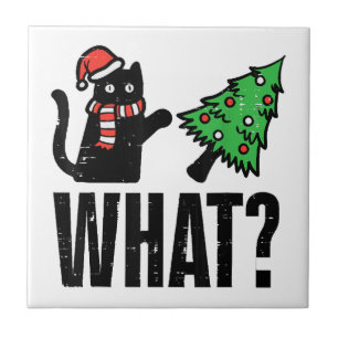 Kerst Kat Tipping Xmas Boom Grappig Tegeltje