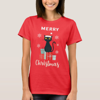 Kerst Kat Vrolijk Kerstfeest T-shirt