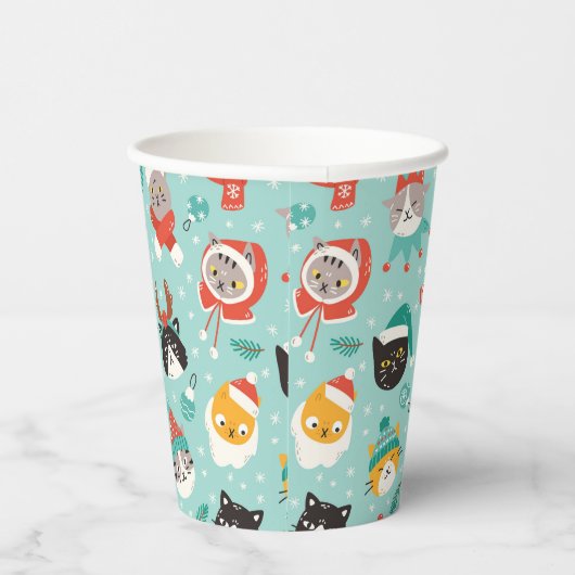 Kerst Katten In Vakantie Truien Patroon Papieren Bekers (Rechts)