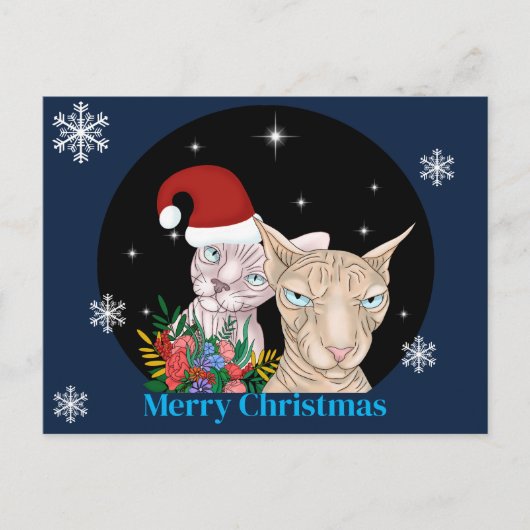 Kerst Katten onder de sterrenhemel Briefkaart (Voorkant)