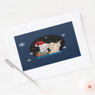 Kerst Katten onder de sterrenhemel Rechthoekige Sticker