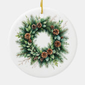 Kerst Keramisch Ornament met Pinecone Krans (Achterkant)
