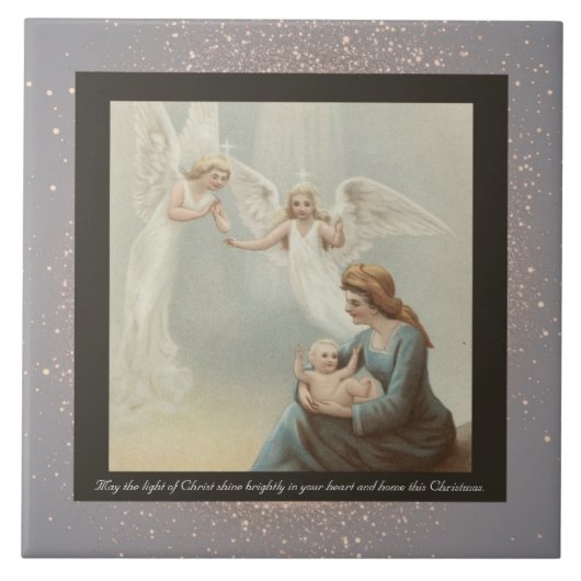 Kerst Keramische Tegel + wensen Tegeltje (Voorkant)