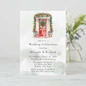 Kerst Kerk Deur Winter Bruiloft Kaart (Staand voorkant)