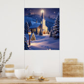 Kerst Kerk Poster (Keuken)