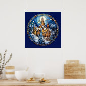 Kerst Kerk Poster (Keuken)