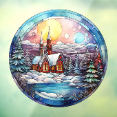 Kerst Kerk Venster Cling Raamsticker (Vel 3)