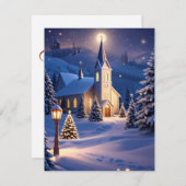 Kerst Kerk Wenskaart Feestdagenkaart (Voorkant / Achterkant)