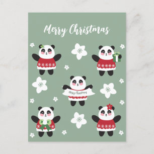Kerst Kersenbloesem Panda Briefkaart