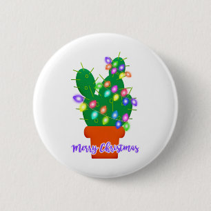 kerst - kerst cactus ronde button 5,7 cm
