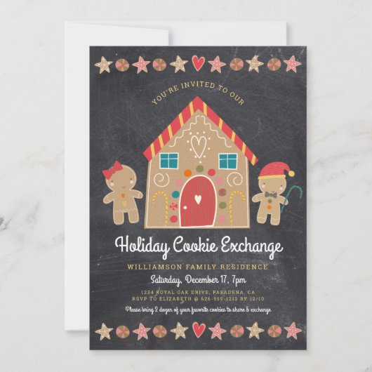 Kerst-kerst-koekjesuitwisseling in het ontbijt kaart (Voorkant)