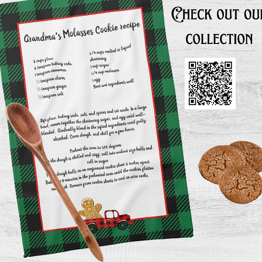 Kerst-kerst met recept - groene zwarte toneelcartr theedoek