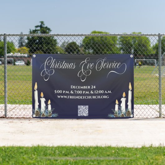 Kerst Kerstavond QR Code Candlelight Service Spandoek (Insitu)