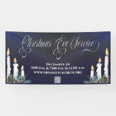 Kerst Kerstavond QR Code Candlelight Service Spandoek (Horizontaal)