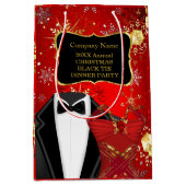 Kerst Kerstbal Zwart Tie Dinner Party Rood  Medium Cadeauzakje (Voorkant)