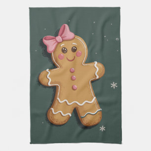 Kerst Kerstbrood Meisje Roze Strik Coquette Theedoek