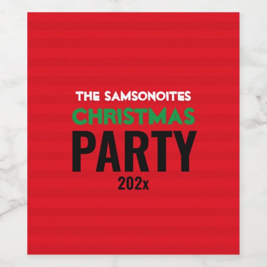 Kerst-kerstfeest Rood en Jouw naam Partij Wijn Etiket (Enkel label)