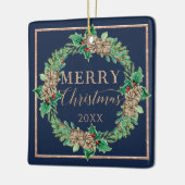 Kerst-kerstgeschreeuw Holly Leaf Foliage Keramisch Ornament (Links)