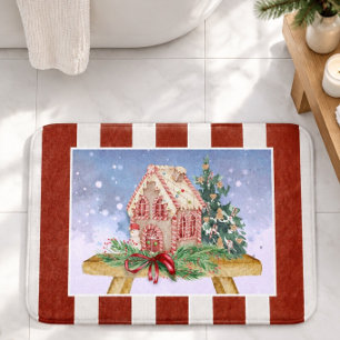 Kerst Kersthuis Aquarel Badmat