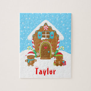 Kerst Kersthuis Rood en Blauw Legpuzzel