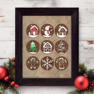 Kerst Kerstkrans Koekjes Muur Kunst Poster