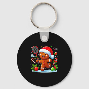 Kerst kerstman speelt badminton Funny Play Sleutelhanger