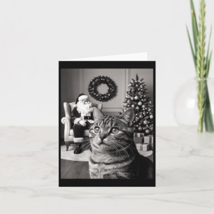 Kerst Kerstman Vrolijk X-mas Grappige Kat Selfie Kaart