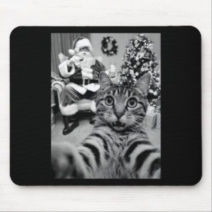 Kerst Kerstman Vrolijk X-mas Grappige Kat Selfie Muismat