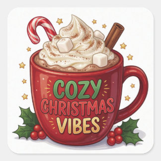 Kerst Kerstmis Cacao Vakantie Winter Blijdschap Vierkante Sticker
