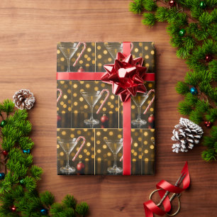 Kerst Kerststok Gehaakt aan een Martini Glas Cadeaupapier