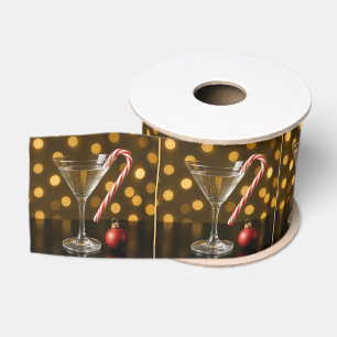 Kerst Kerststok Gehaakt aan een Martini Glas Grosgrain Lint