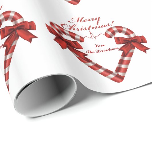 Kerst Kerststok Hart Ekg Strip Maatwerk Cadeaupapier (Rol Hoek)