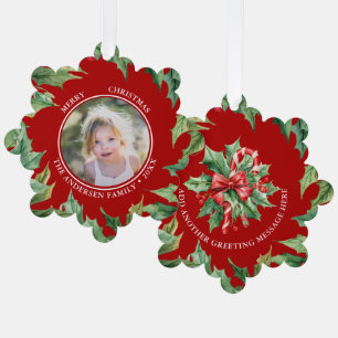 Kerst Kerststok Mistletoe Foto en Tekst Rood Ornament Kaart