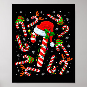 Kerst Kerststok Santa Hoed Rendier Grappig Kerstmi Poster