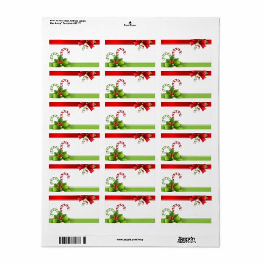 Kerst Kerststokken Adreslabels Etiket (Full Sheet)