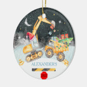 Kerst-kerstversiering graafmachine keramisch ornament (Links)
