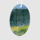 Kerst-kerstversiering in een vreedzaam landschap ornament (voorkant)