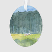 Kerst-kerstversiering in een vreedzaam landschap ornament (voorkant)