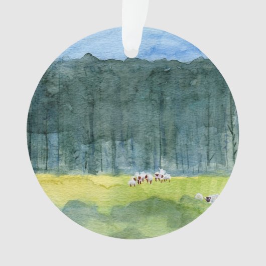 Kerst-kerstversiering in een vreedzaam landschap ornament (voorkant)