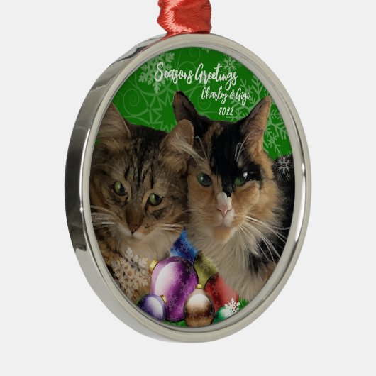 Kerst-kerstversiering met kat metaal metalen ornament (Rechts)