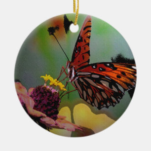 Kerst-kerstversiering van Monarch Butterfly Keramisch Ornament