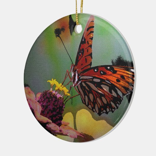 Kerst-kerstversiering van Monarch Butterfly Keramisch Ornament (Links)