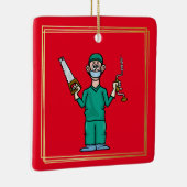 Kerst-kerstversiering voor mannelijke chirurg keramisch ornament (Rechts)