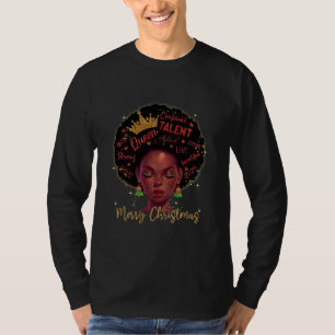 Kerst-kerstzwarte koningin-Afrikaanse kerstman T-shirt