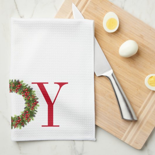 Kerst keuken handdoek-vreugde theedoek (Quarter Fold)