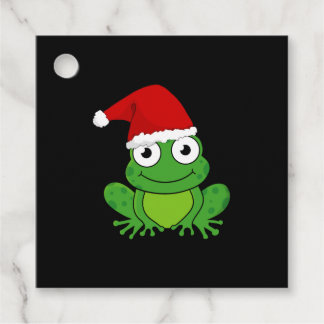 Kerst Kikker met Santa Hoed Bedankjes Labels